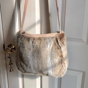 EUC! Luxurious April Cornell Faux Fur VINTAGE Beige Crossbody bag RARE FIND!